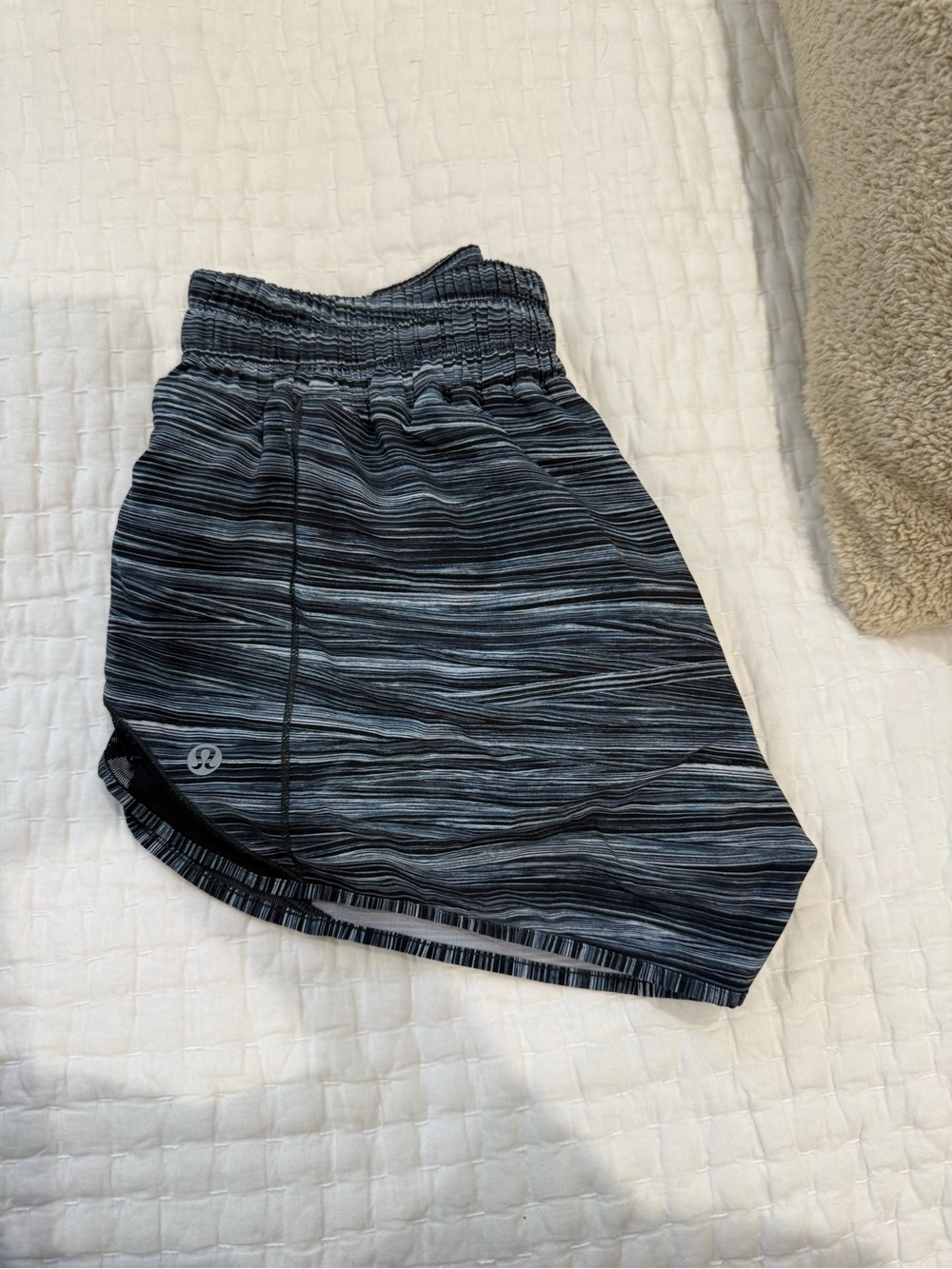 lululemon athletica Black and Gray Striped Women’s Athletic Shorts